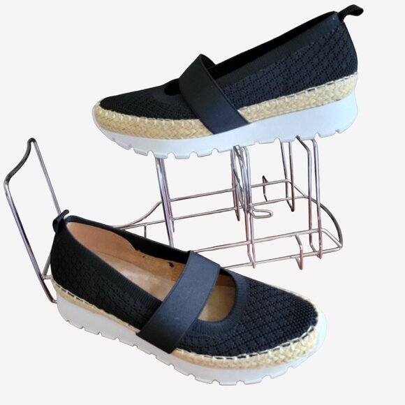 Adrienne Vittadini Percy Mary Jane Espadrille Slip-On Black Shoes SZ 6M - Picture 8 of 8